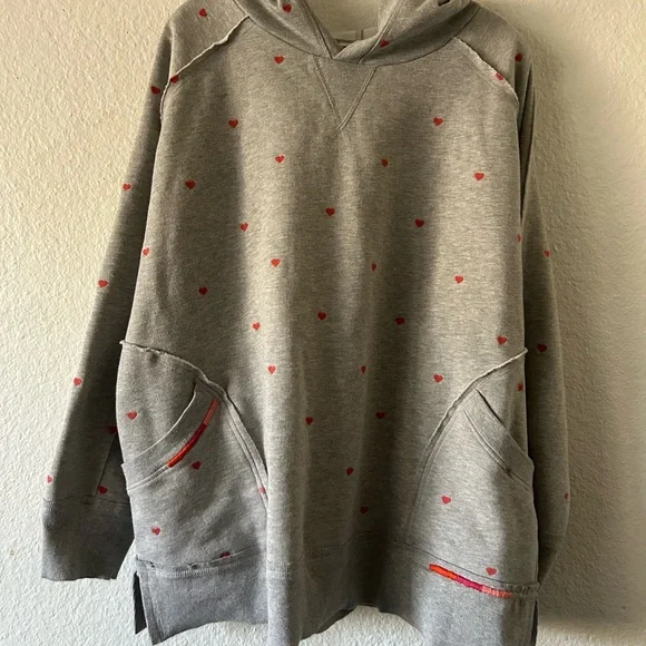 Sundance Heartsong Heart Embroidery Terry Knit Hoodie Sweatshirt XXL Cotton - Picture 6 of 10